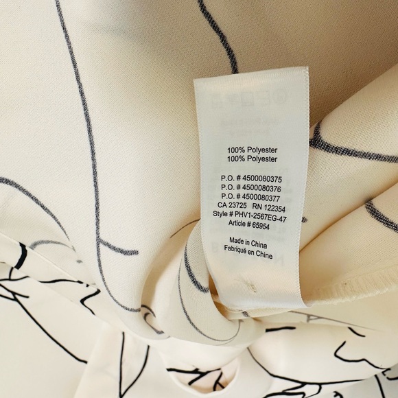 BABATON Blouse Tunic Silky Poly Cream & Black Dog or Fox L/S NWOT Sz M L - Picture 11 of 12